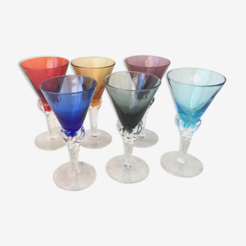 Set of 6 colored alcohol glasses