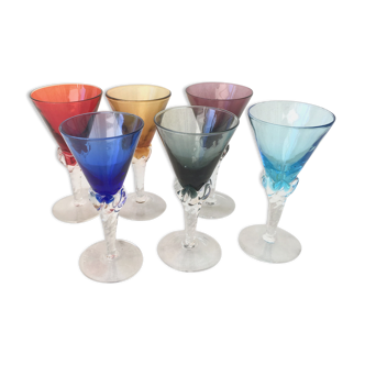 Set of 6 colored alcohol glasses