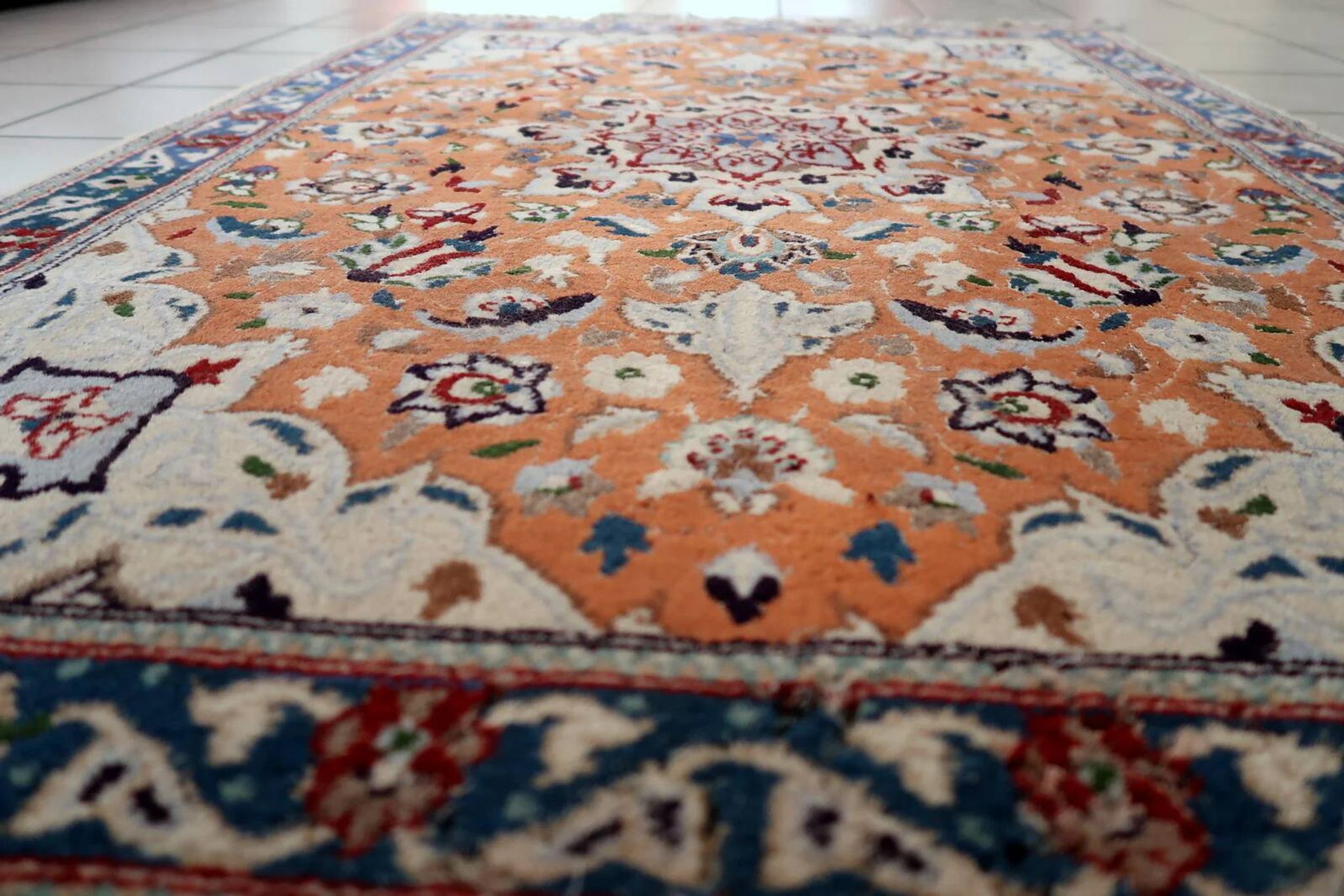 Vintage 1950s Persian Tabriz rug with silk highlights 84cm x 127cm