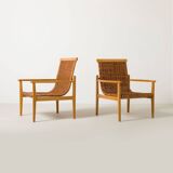 Pair of wicker lounge chairs from uluv, czechoslovakia, 1960s