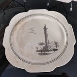 Series of 12 dessert plates and its cake tray Gien Paris Monuments