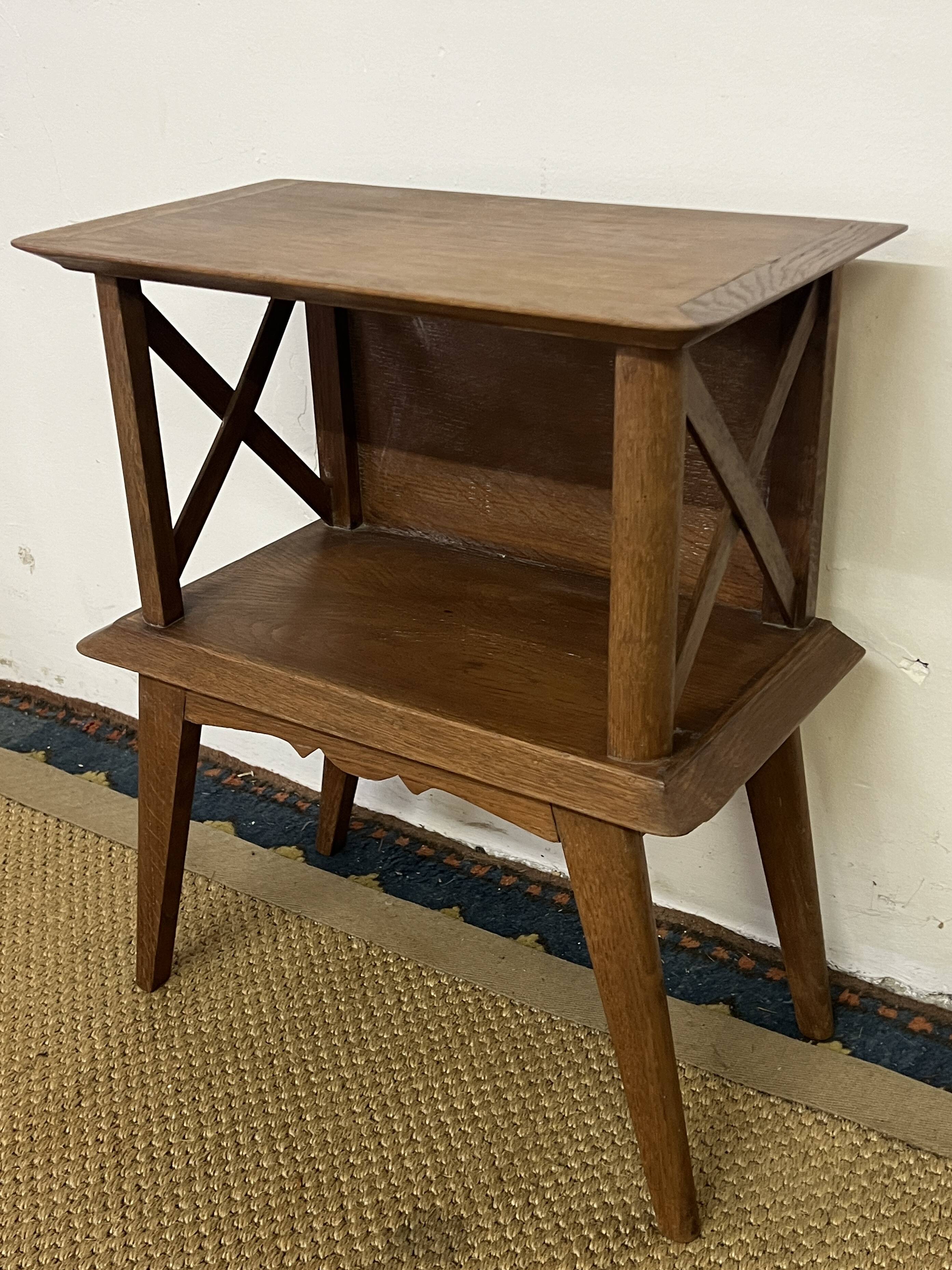 Bedside table with lattices, vintage compass legs