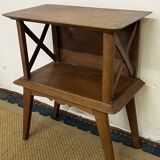 Bedside table with lattices, vintage compass legs