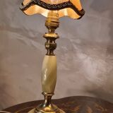 paire de lampe onix  vert et laiton 1970 ,  elec ok 35x14