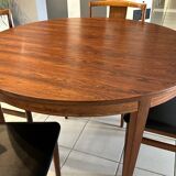 Table ronde extensible Palissandre Danemark vintage 1970