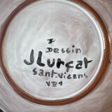 Terracotta plate, Jean Lurçat decorated with a character on a white background.