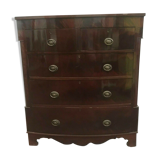 Commode victorienne en placage d'acajou a quatre rangs de tiroirs