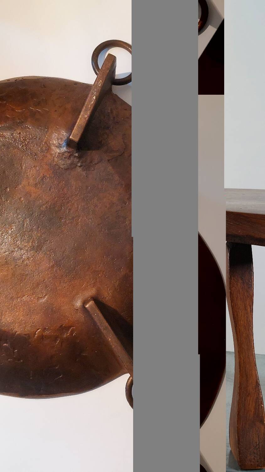 Vintage wooden brutalist milk stool