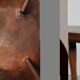 Vintage wooden milk stool in brutalist style