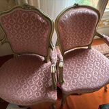 fauteuils cabriolet (style Louis XV) en velours frappé