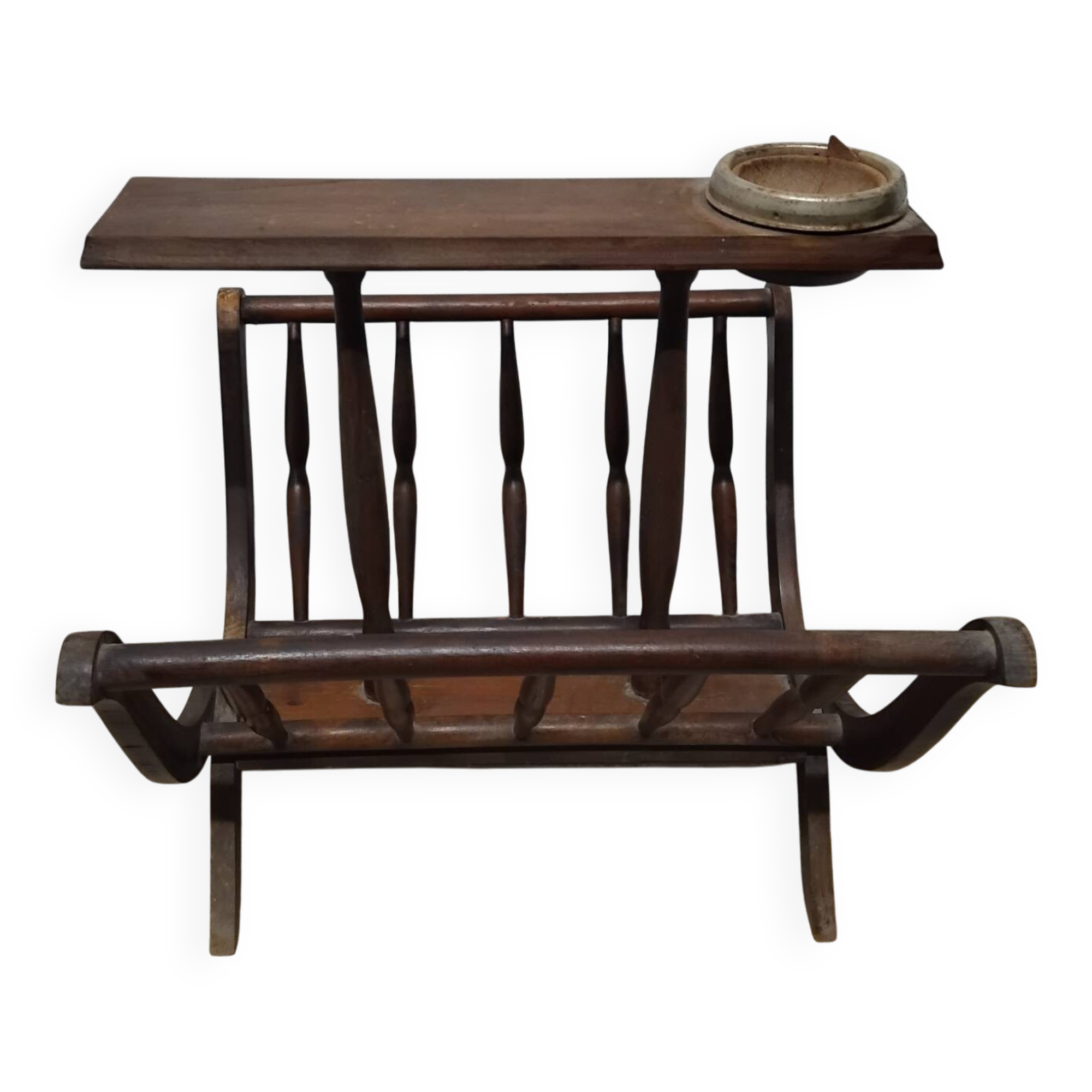 Old vintage wooden magazine rack