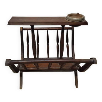 Old vintage wooden magazine rack