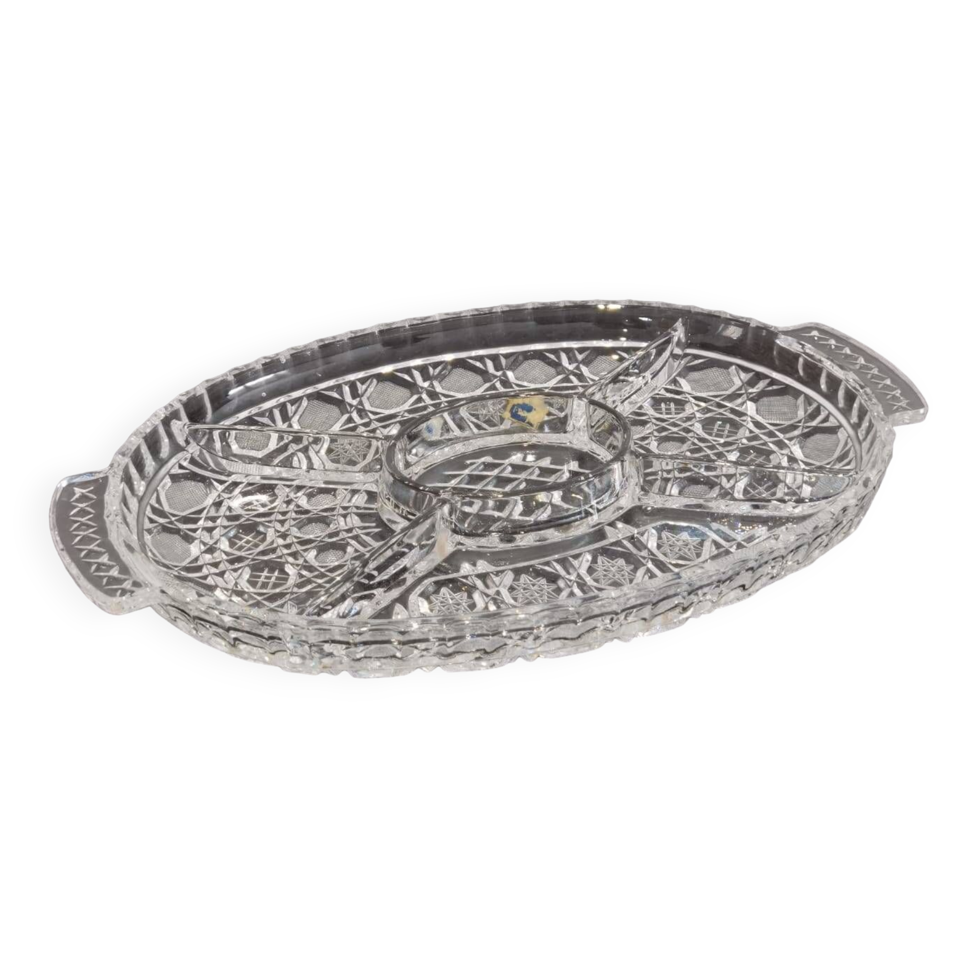 BEAU PLAT EN Verre Moulé A Compartiments Fleurs De Lys EUR 18,00 - FR