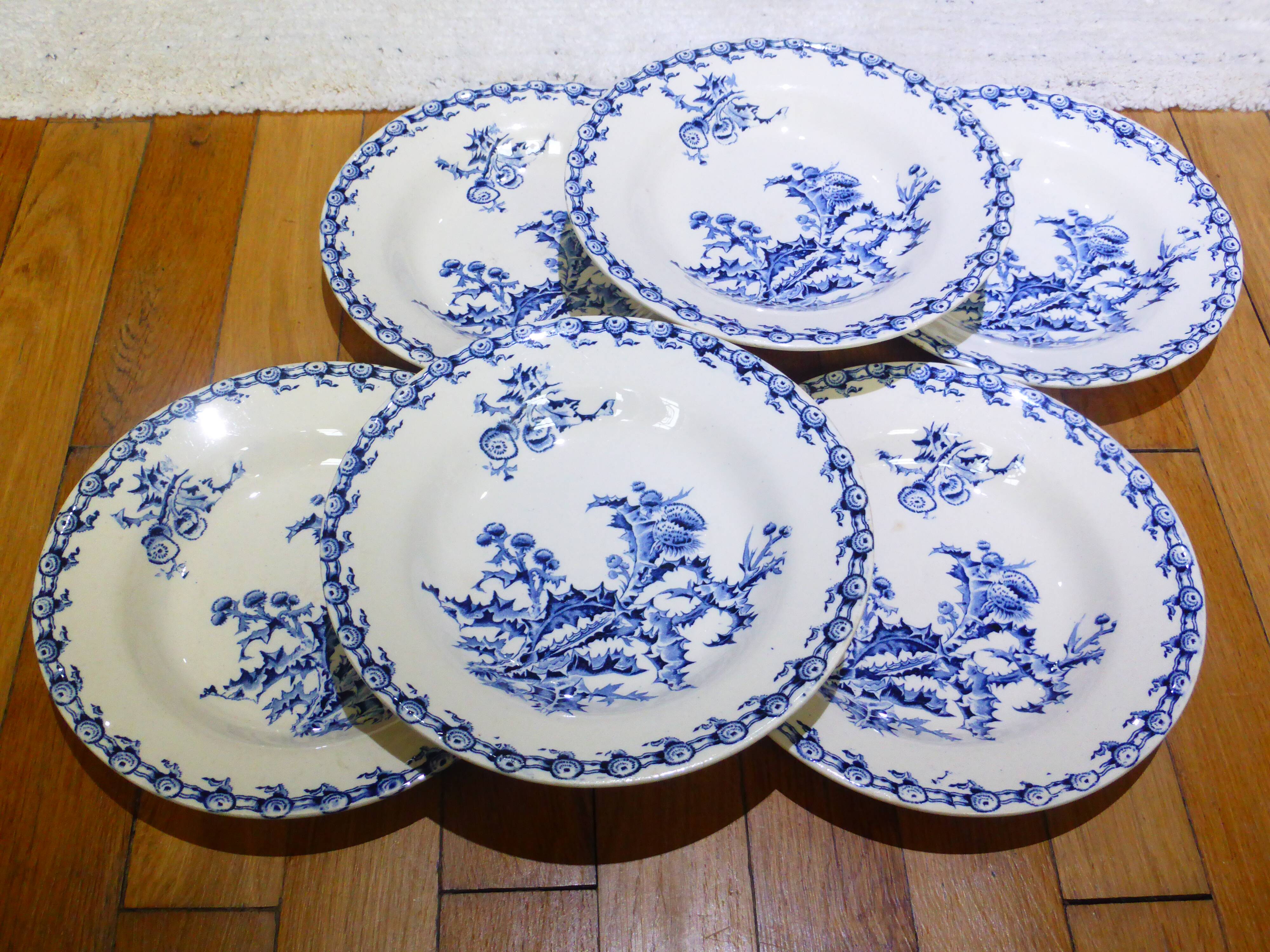 6 assiettes creuses Gien Chardons 260320