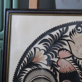 Decorative frame with roosters – vintage Polish découpage