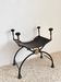 Seduta d’epoca anni 1920–1930 in ferro battuto, ottone e pelle .
