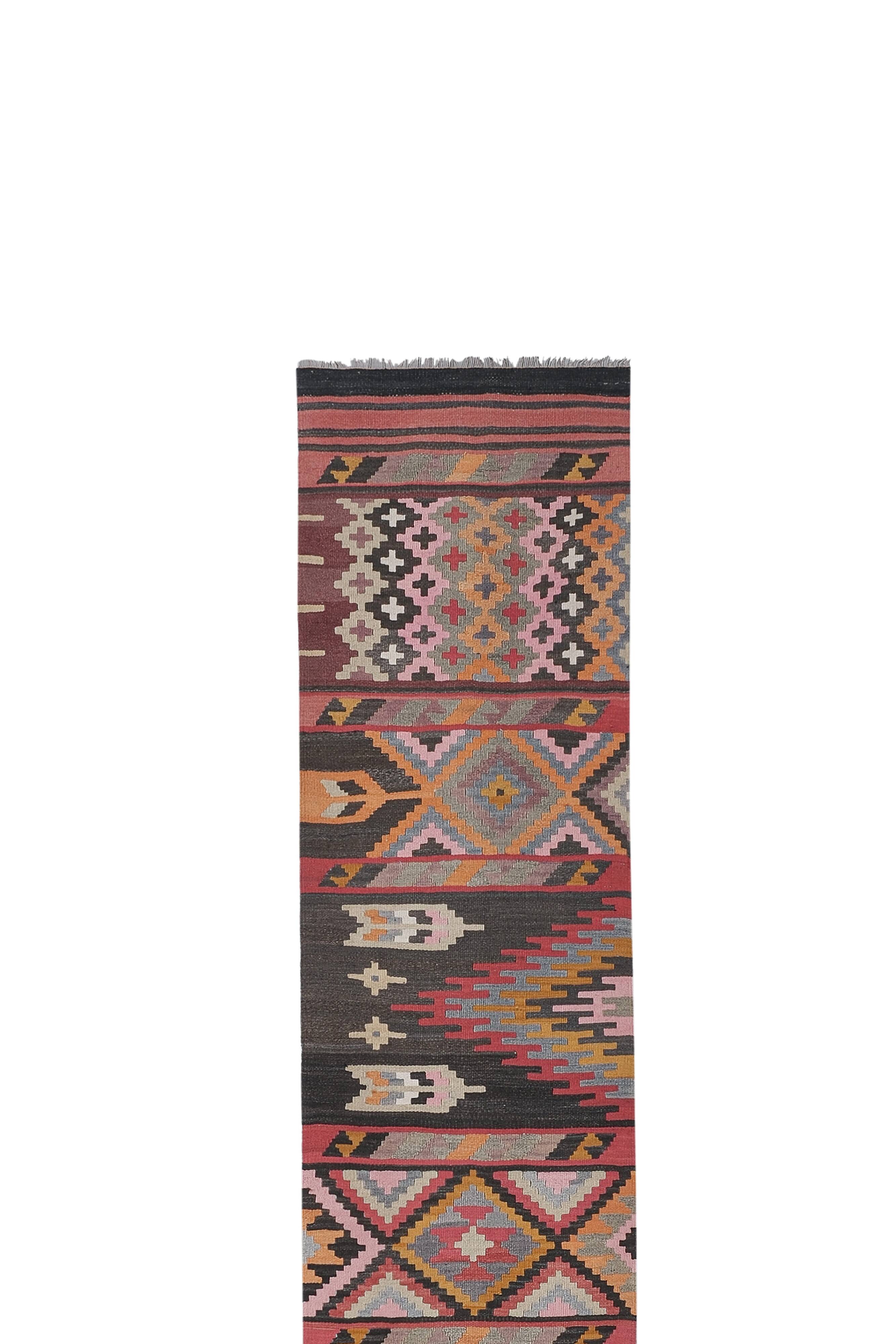 Vintage Turkish Oushak Handwoven Rug 77x387 cm