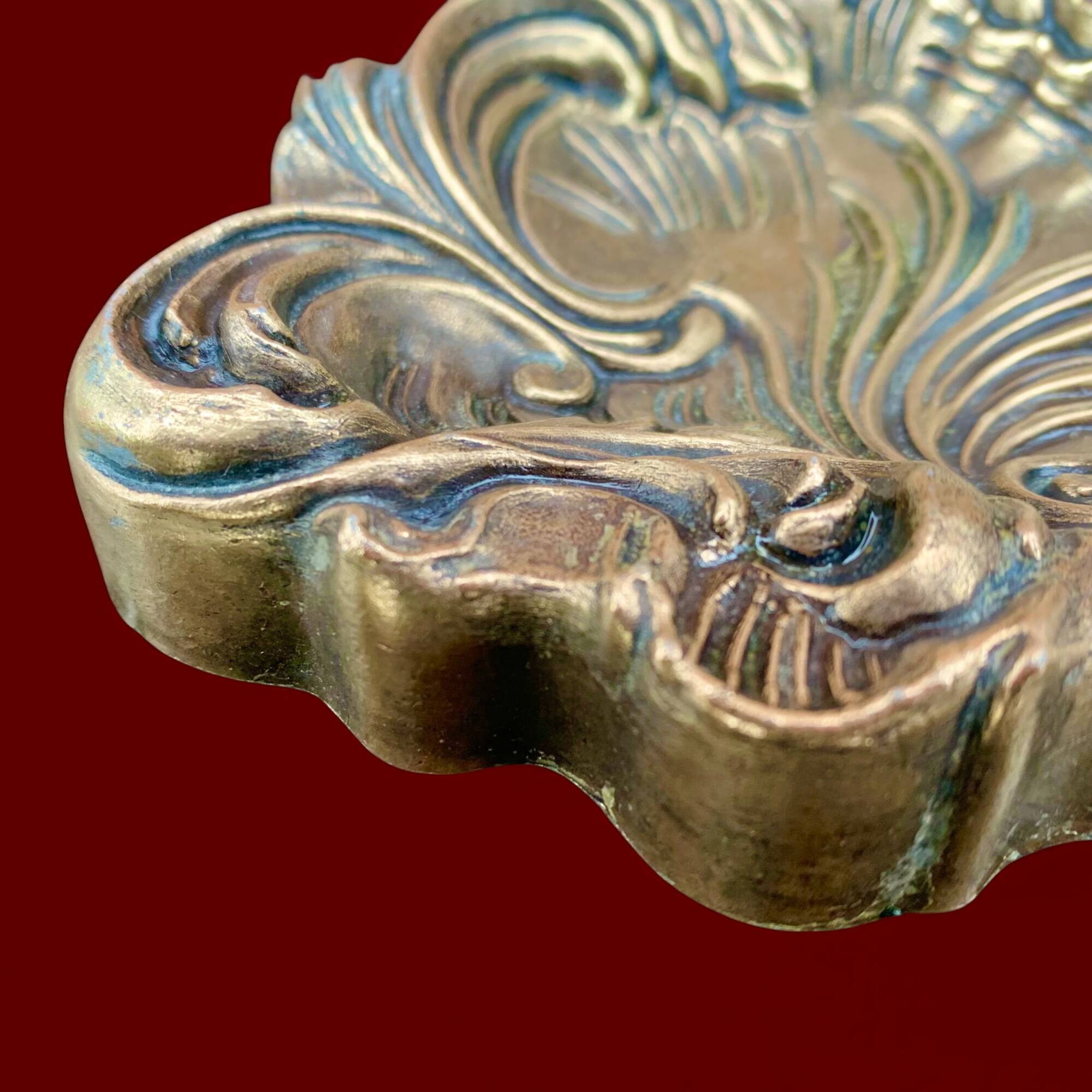 Antique decorative brass ashtray or pocket emptier - Made in Italy - Registered Design