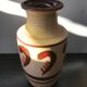Vase grand modèle céramique beige avec peinture germany années 70 vintage