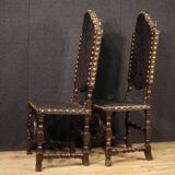 Pair of 18th-century antique Italian leather chairs