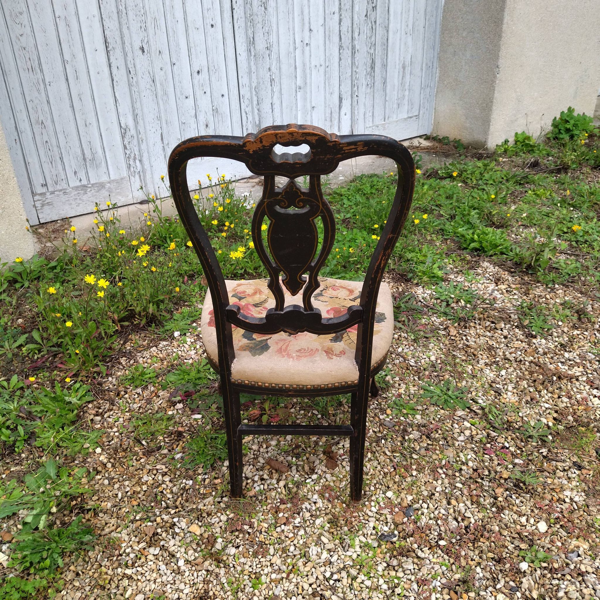 chair Napoleon III gilded wood mother-of-pearl XIXth