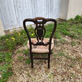 Chaise Napoléon III bois doré nacre XIXe