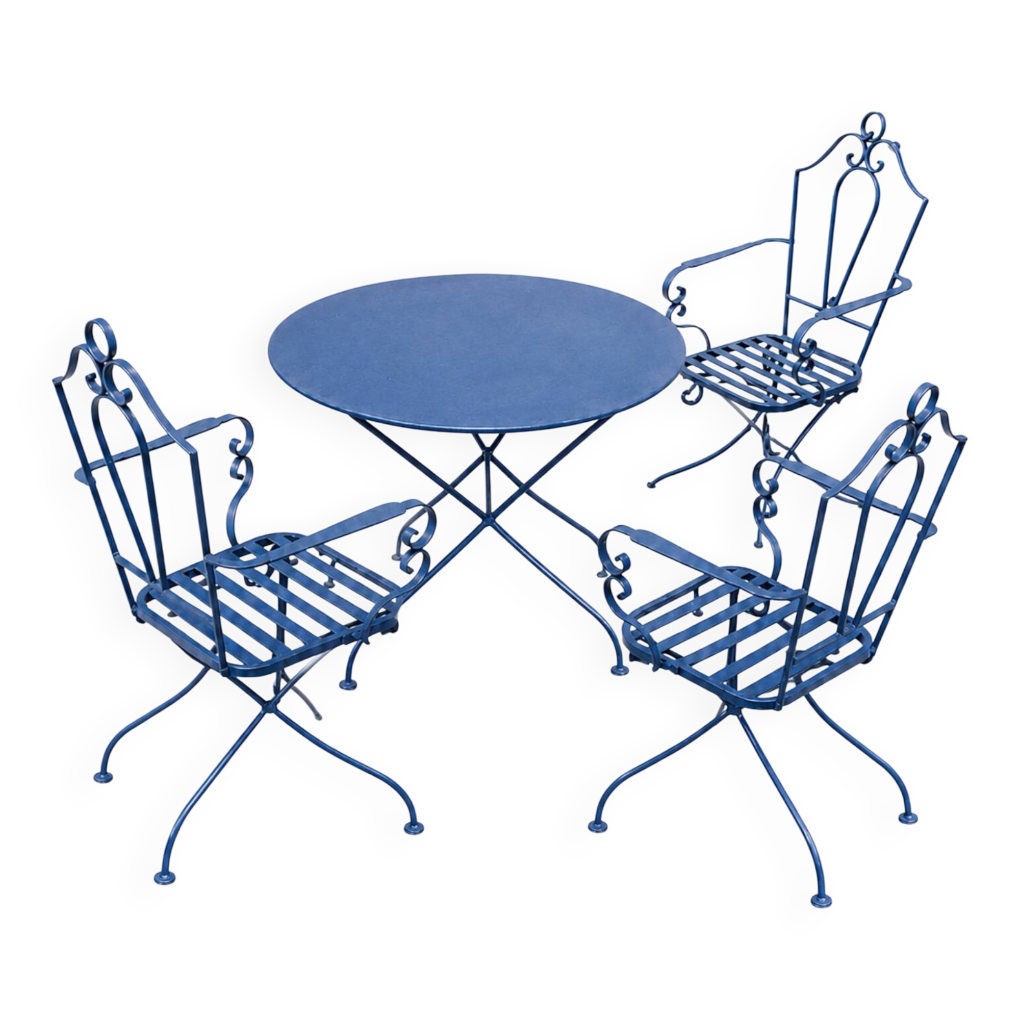Salon de jardin en fer forgé ancien (table et chaises)