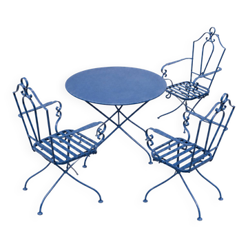 Salon de jardin en fer forgé ancien (table et chaises)
