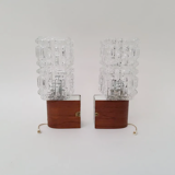 Pair of Philips 60s wall lamps in teak and glass