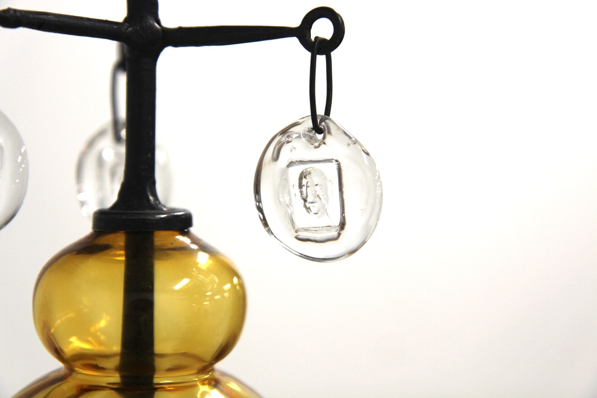 Glass chandelier, Erik Höglund, For Boda Glasbruk & Smide, Sweden, 1970