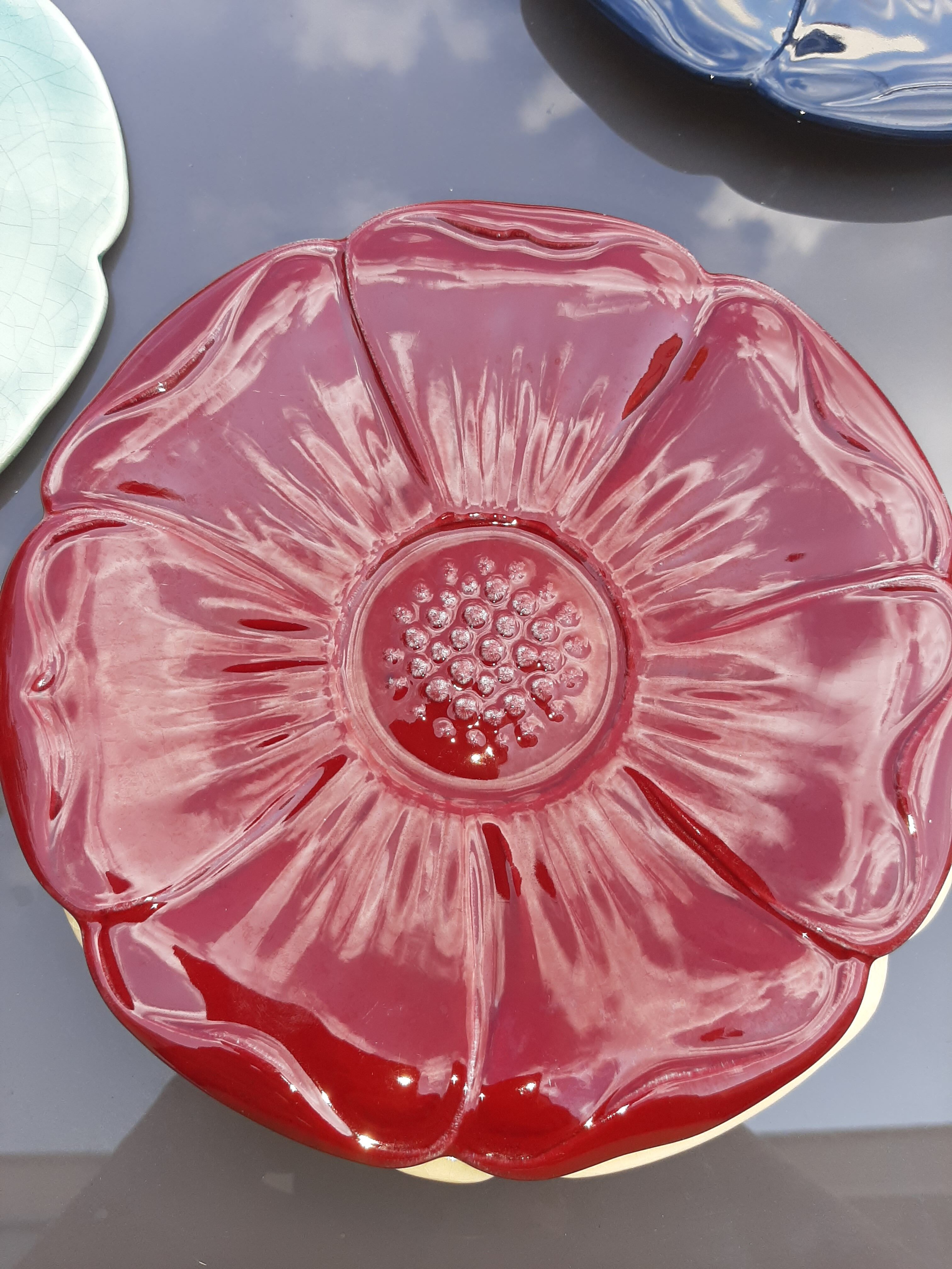 Lot 5 plates shape vintage flower