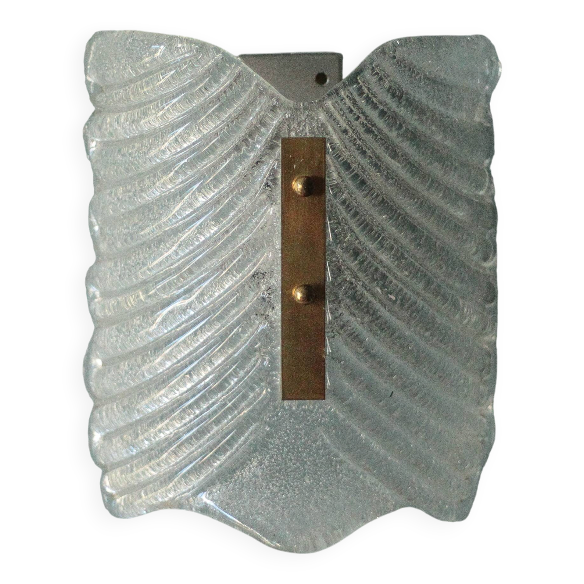 Fischer Leuchten vintage wall light, thick glass and brass wall sconce.