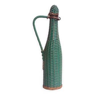 Vintage bottle - Scoubidou and wicker threads - 1960-70