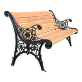 Banc de parc anglais en fonte restauré