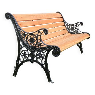 Banc de parc anglais en fonte restauré