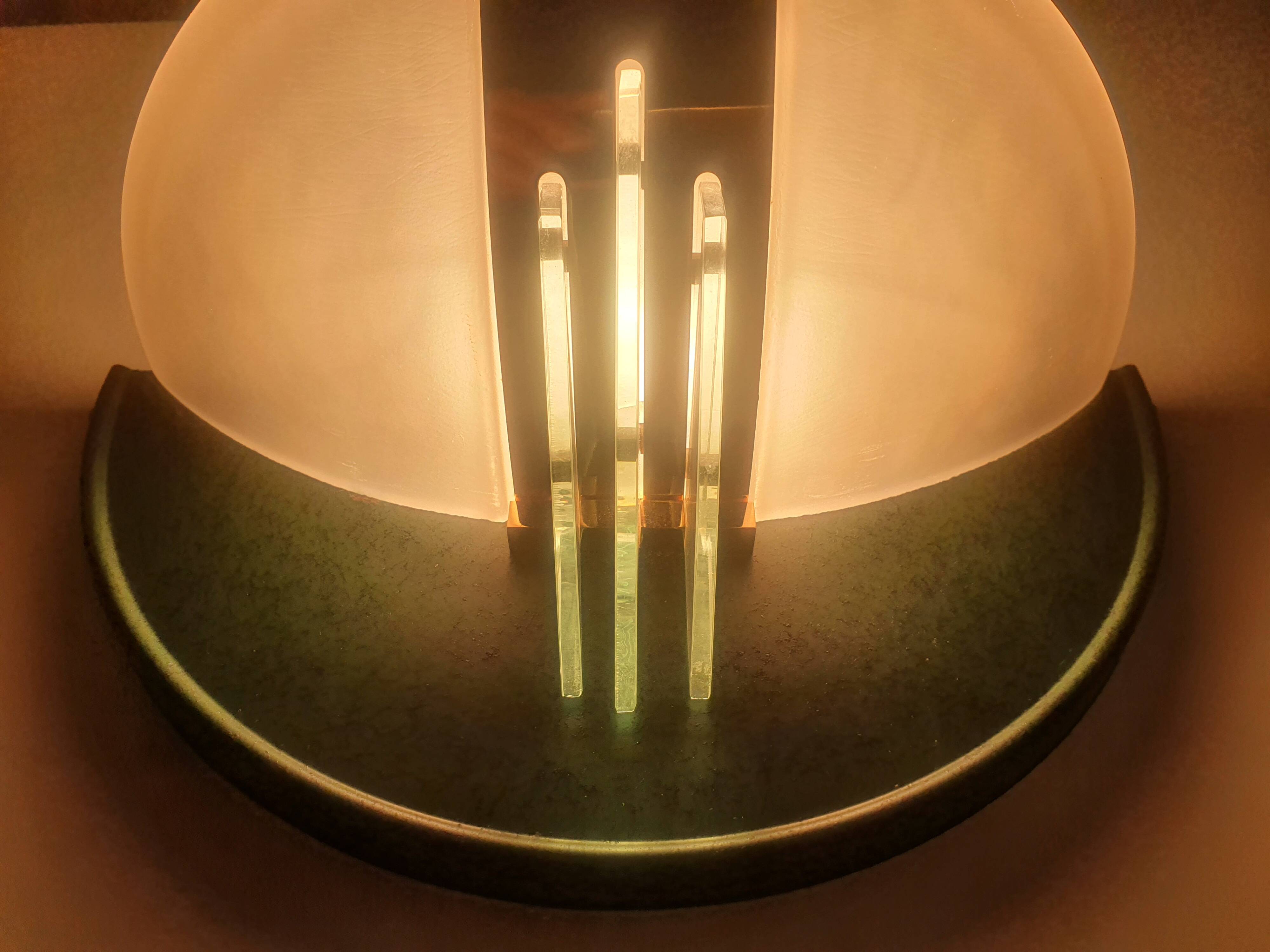 Pair of vintage gold half-moon wall sconces