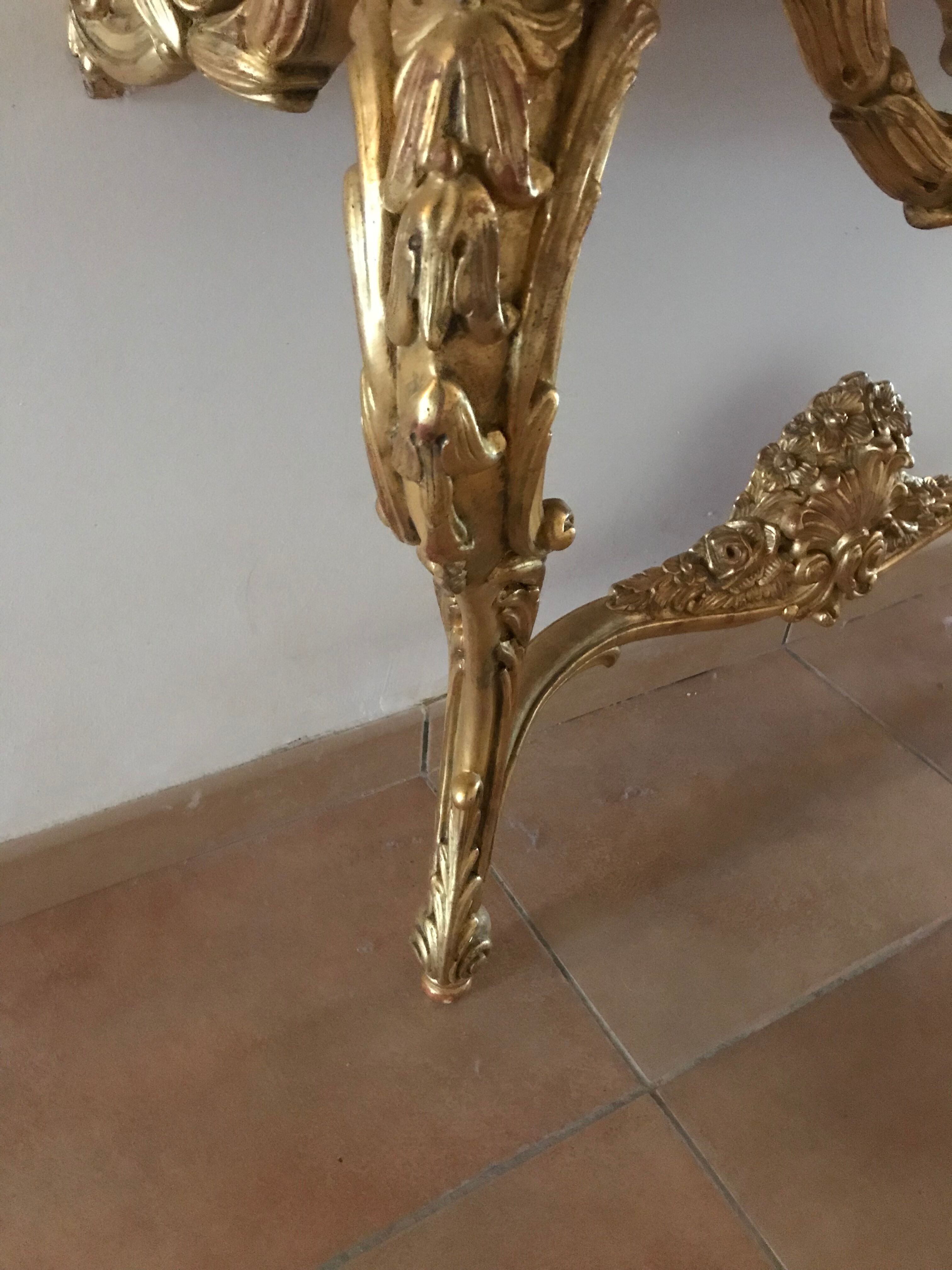 Console in gilded wood of style Louis XV 1970