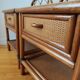 Pair of vintage rattan and cane bedside tables, 1970s
