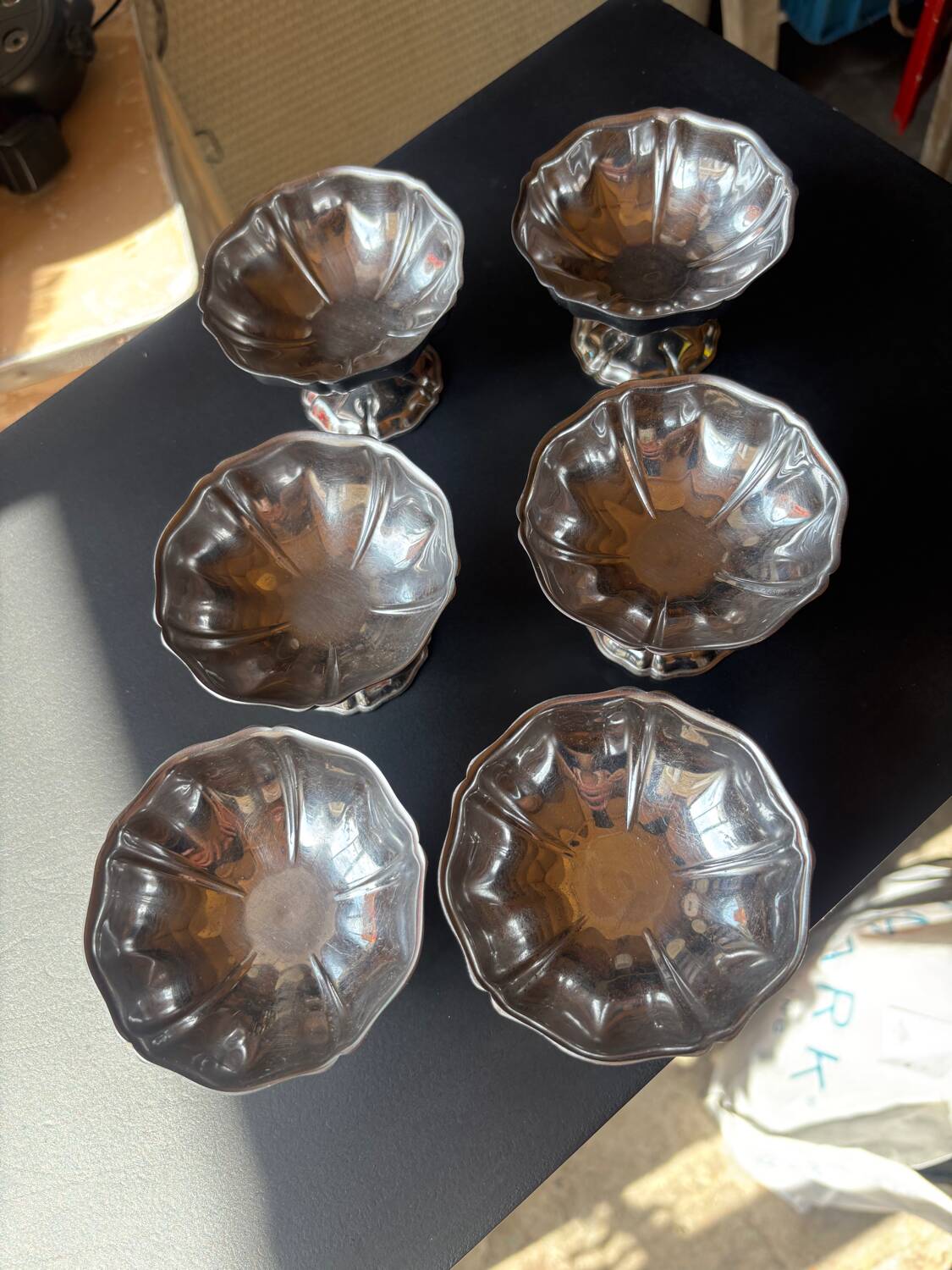 Lot 6 coupes à glace inox vintage