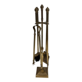 Neoclassical Fire Set in Bronze and Brass Finely Chiseled