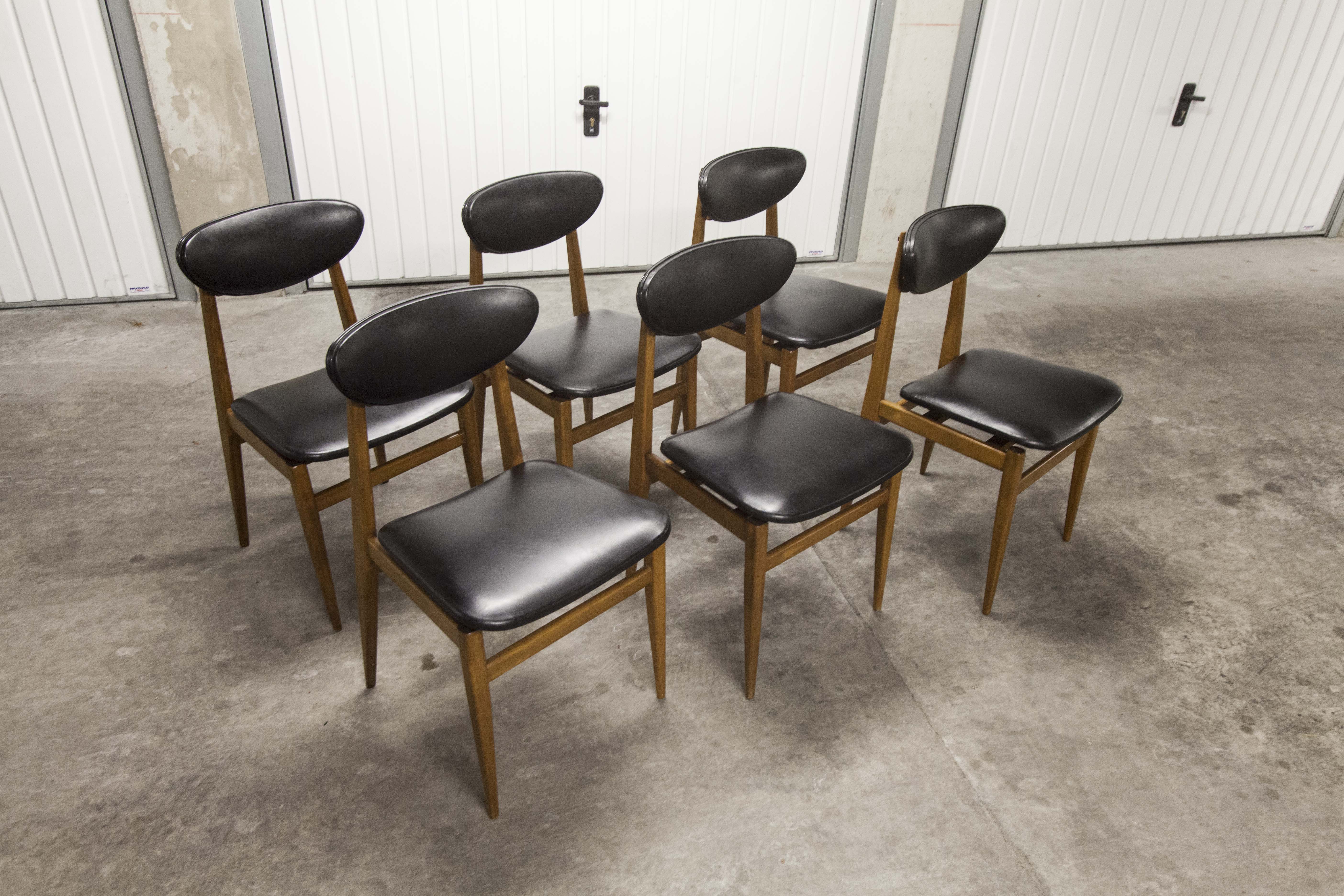 6 Teak chairs with oval back