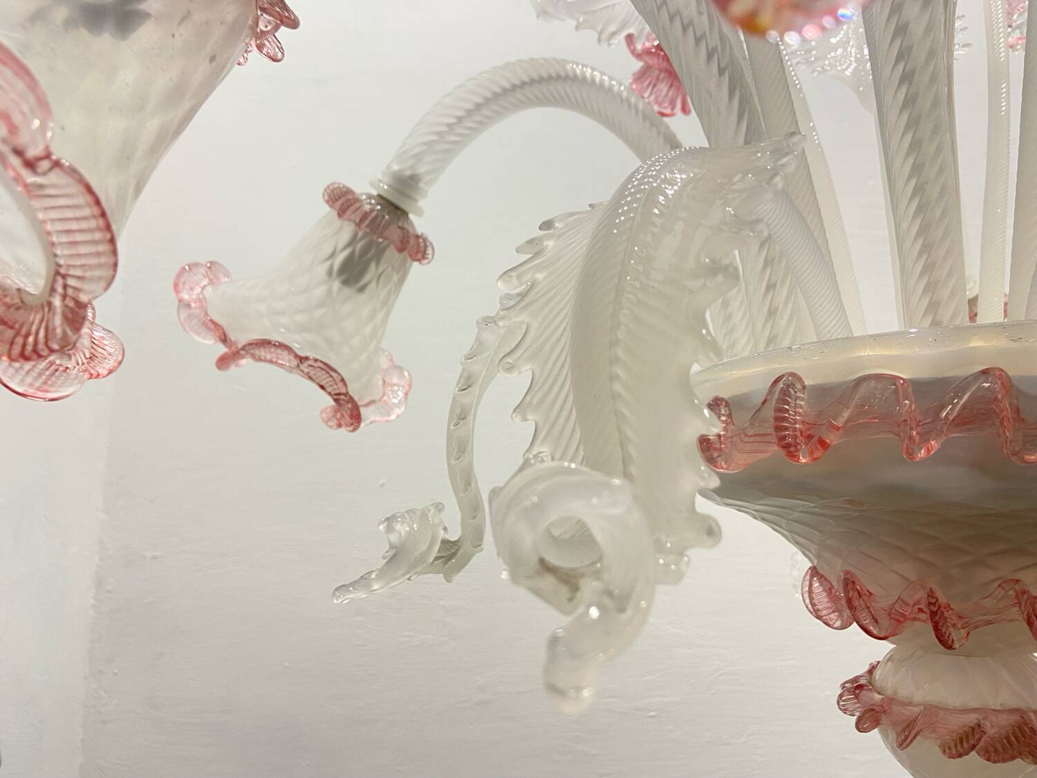 Large Pink Blossom Venetian Glass Chandelier 1960’s