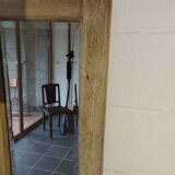 Beveled mirror vintage blond oak frame