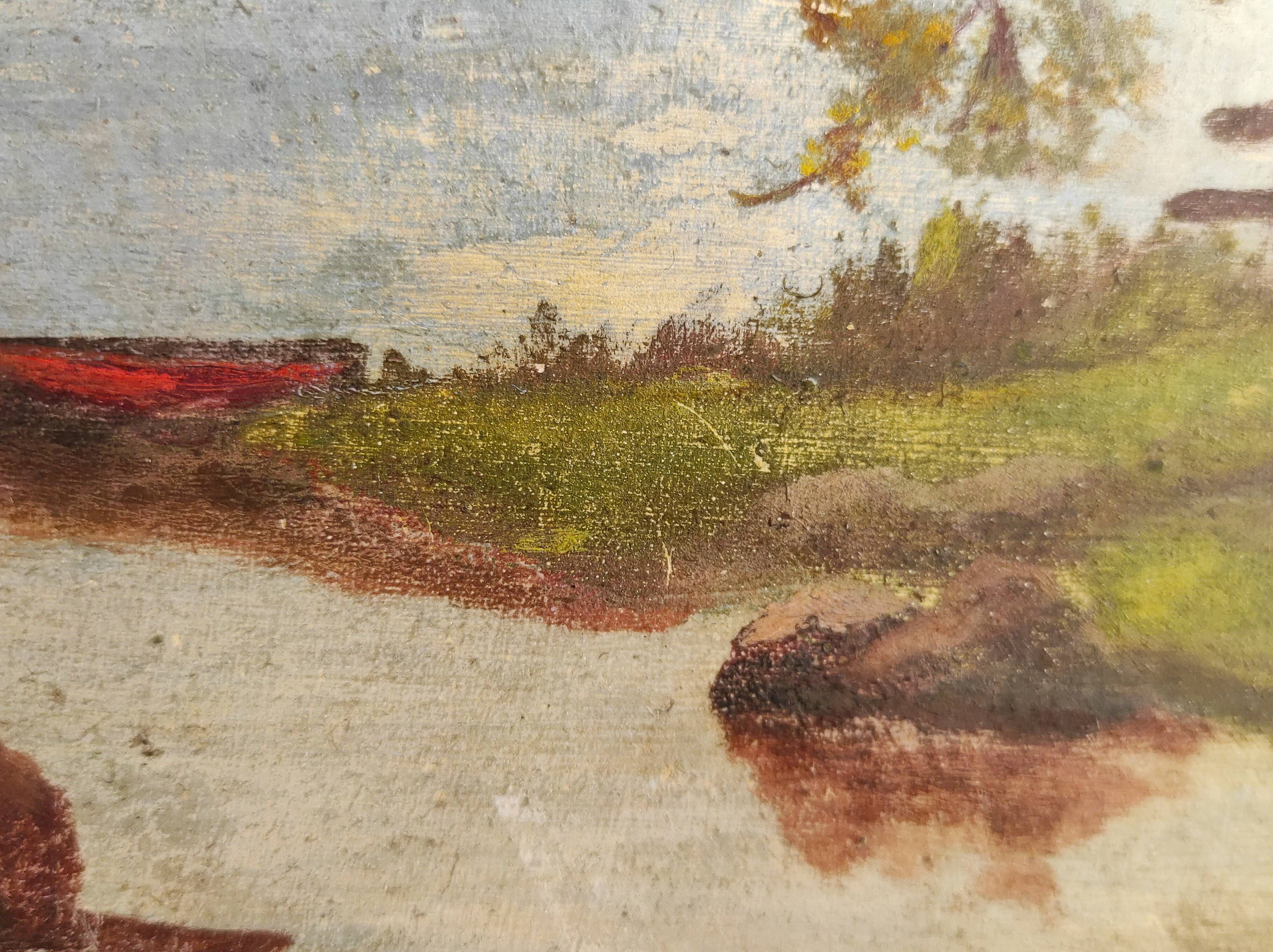French oil painting on board, signed Lavoy