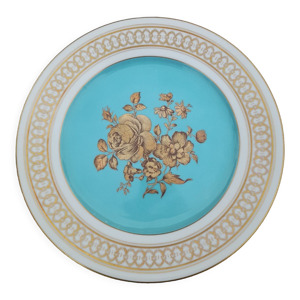 Assiette or et turquoise, motif