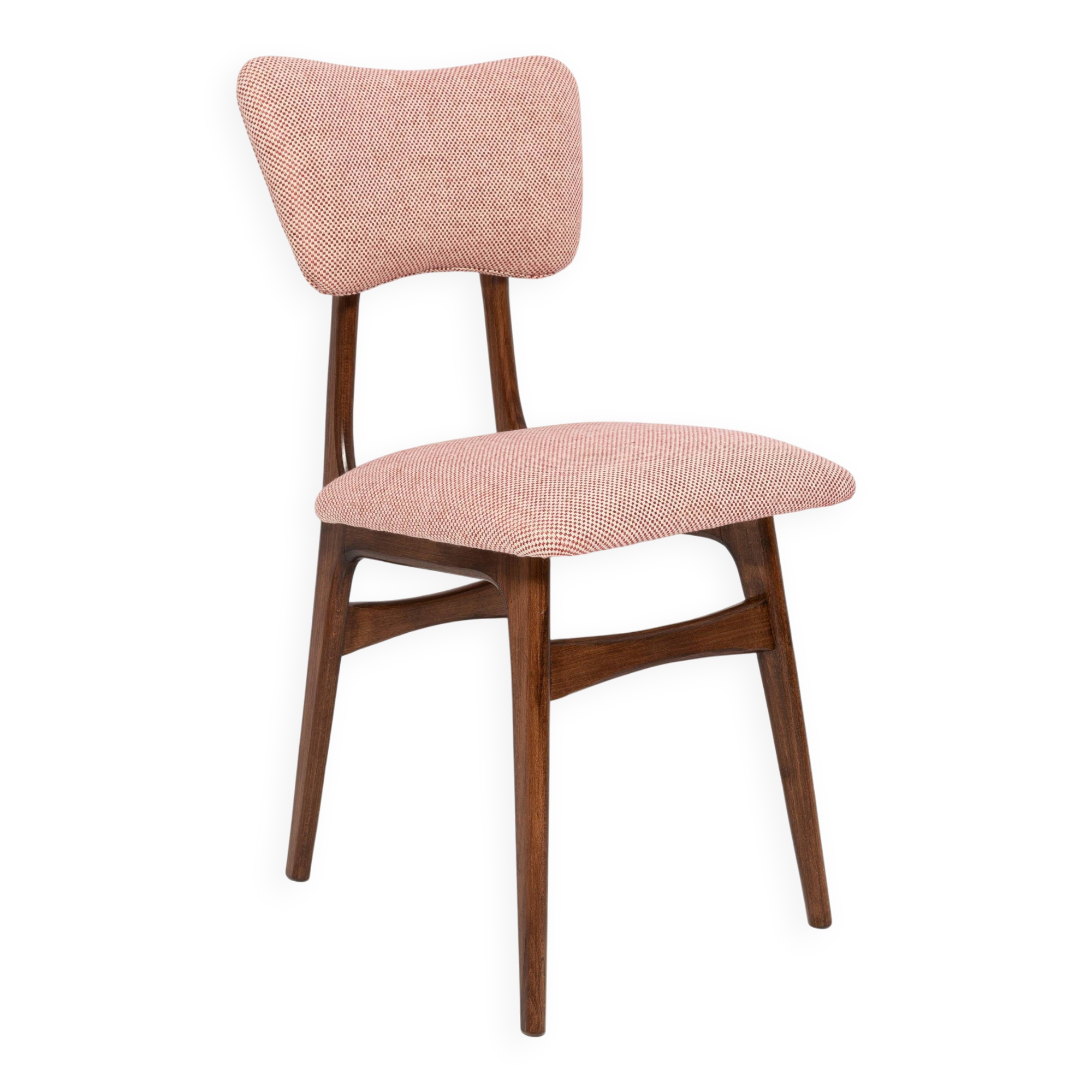 Mid-century butterfly dining chair, peony cotton, Poland, 1960s
