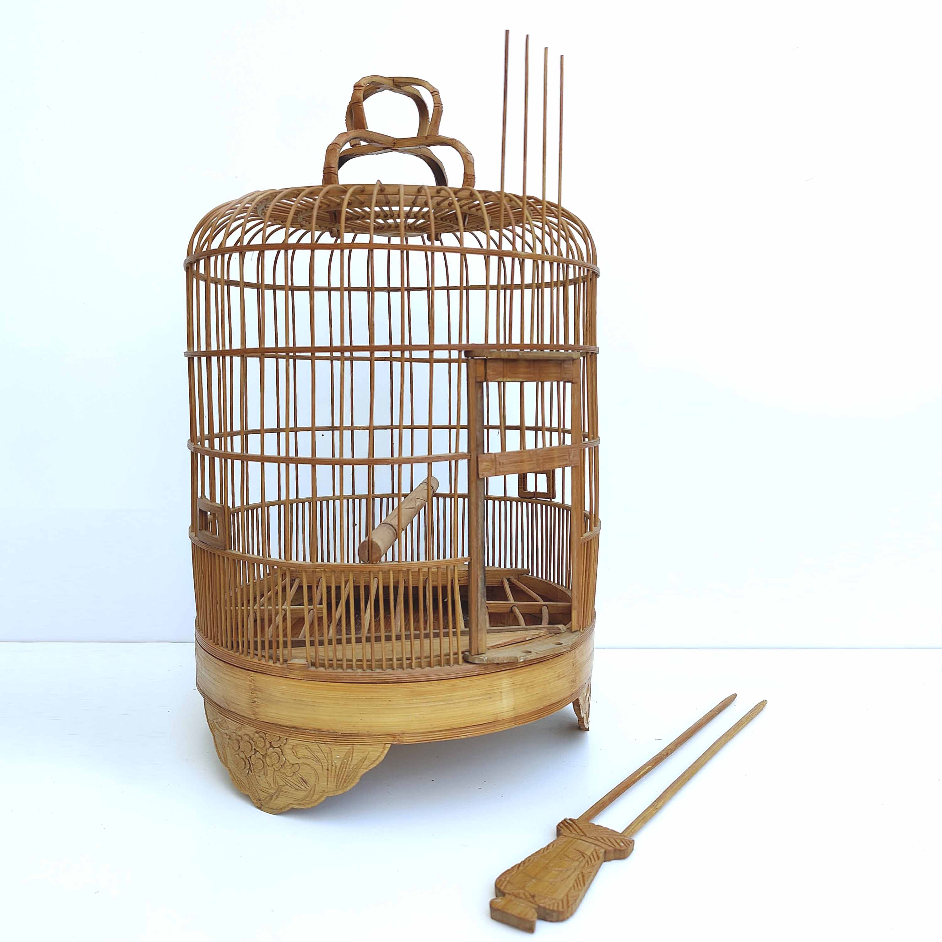 Cage à oiseaux vintage en bois