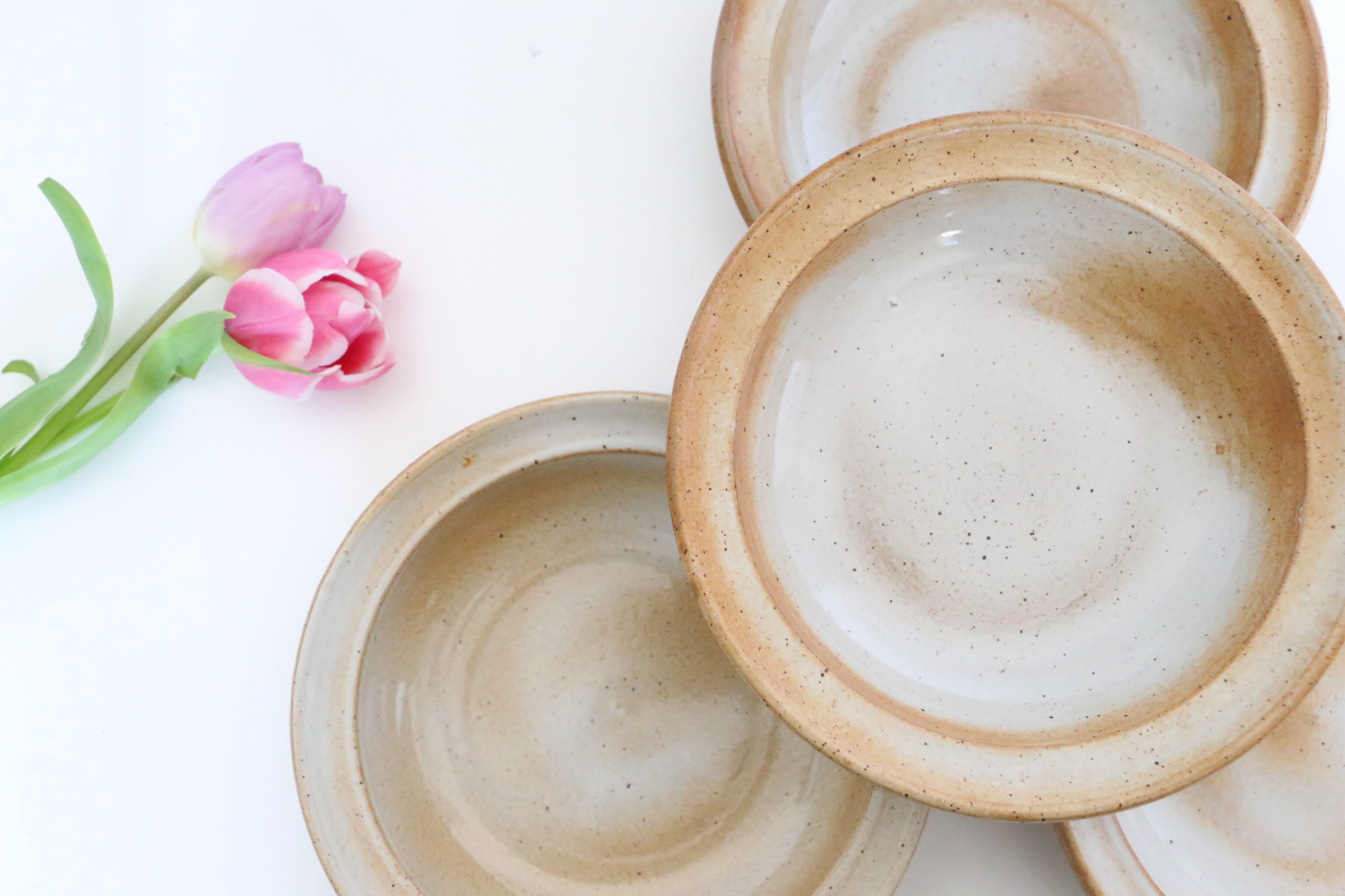 Set of 4 hollow plates Grès du Marais, vintage