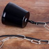 Industrial enamel lamp from Poland, black colour, 1960