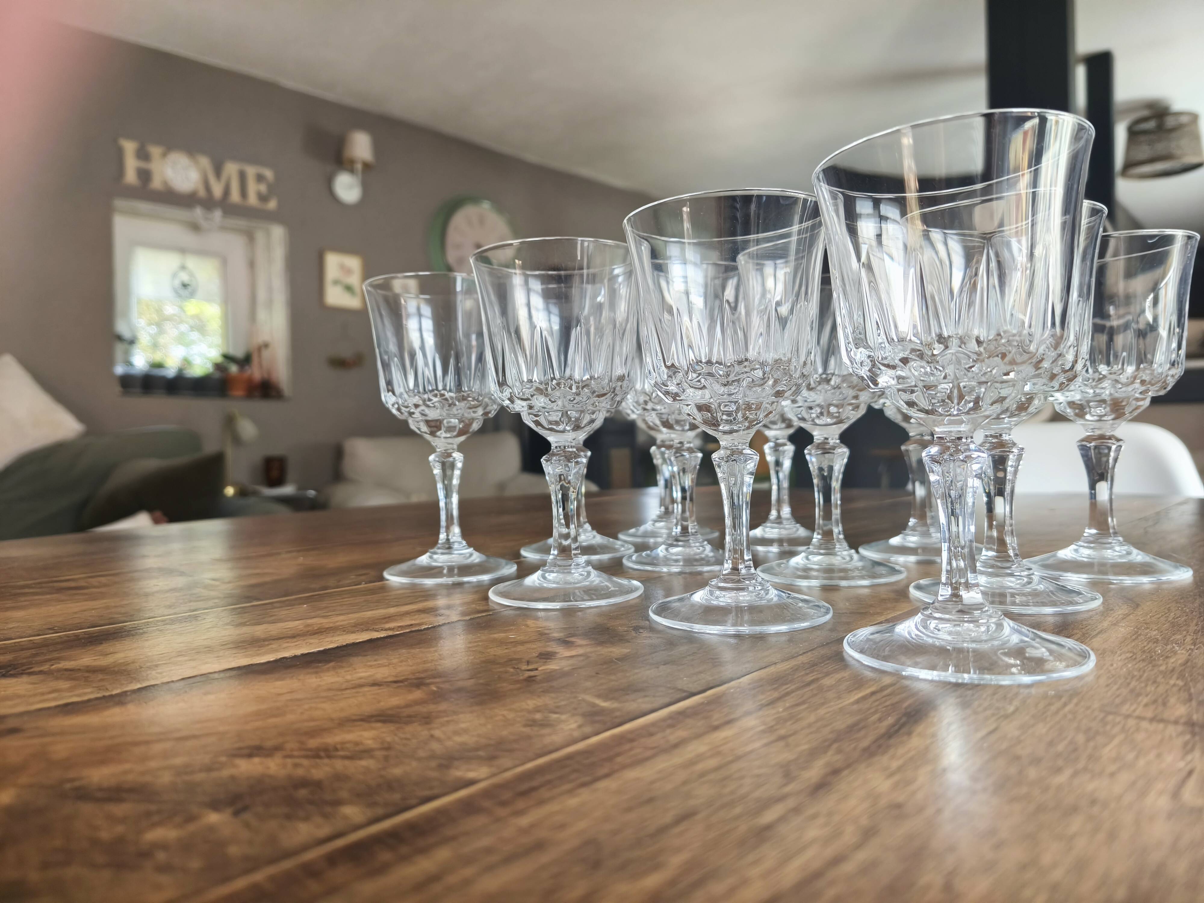 Set of 12 molded glass white wine glasses